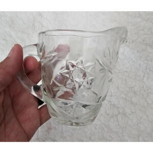 Vintage Anchor Hocking Creamer Clear Glass Cup Star Early American 4"